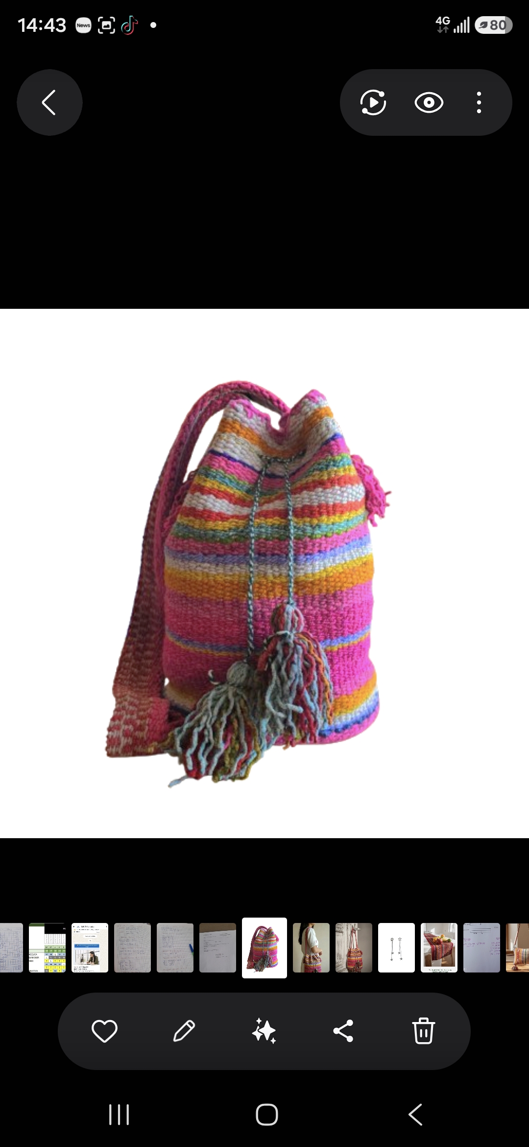 Bolso artesanal asa larga